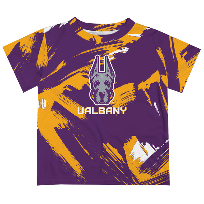 University at Albany Great Danes UALBANY  Vive La Fete Boys Game Day Gray Short Sleeve Tee Paint Brush