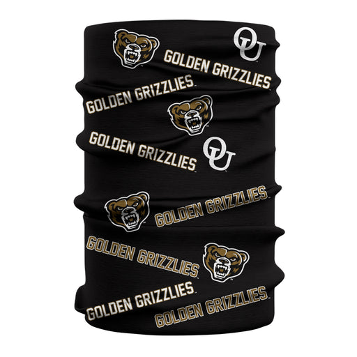 Oakland University Golden Grizzlies Neck Gaiter Black All Over Logo - Vive La Fête - Online Apparel Store