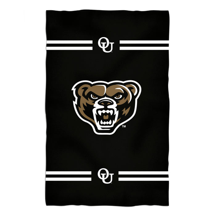 Oakland Golden Grizzlies Vive La Fete Game Day Absorvent Premium Black Beach Bath Towel 51 x 32" Mascot and Stripes" - Vive La Fête - Online Apparel Store