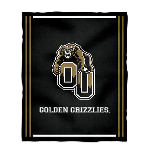 Oakland University Golden Grizzlies Vive La Fete Kids Game Day Black Plush Soft Minky Blanket 36 x 48 Mascot