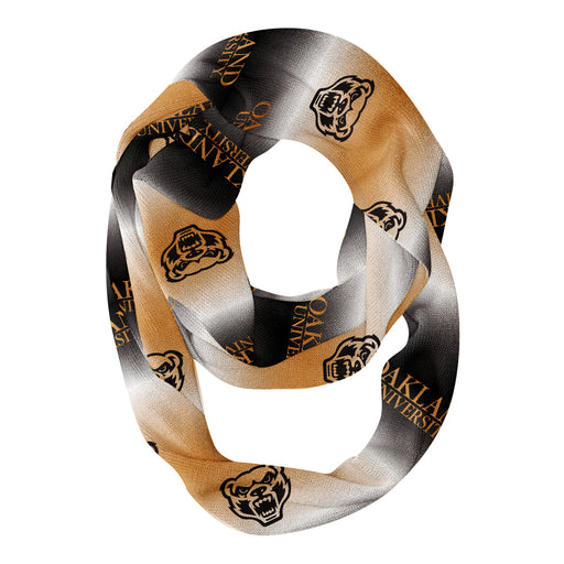 Oakland Golden Grizzlies Vive La Fete All Over Logo Game Day Collegiate Women Ultra Soft Knit Infinity Scarf