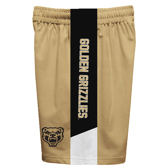 Oakland Golden Grizzlies Vive La Fete Game Day Gold Stripes Boys Solid Black Athletic Mesh Short - Vive La Fête - Online Apparel Store