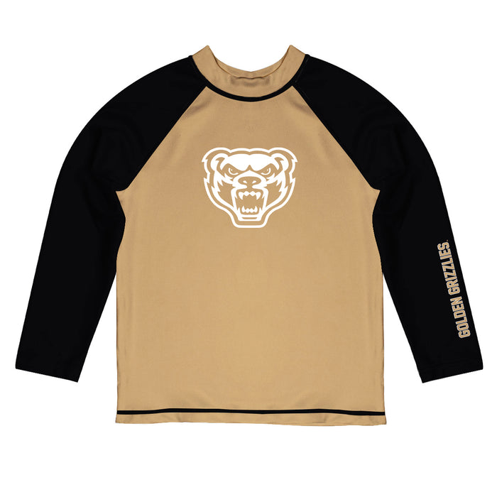 Oakland Golden Grizzlies Vive La Fete Logo Gold Black Long Sleeve Raglan Rashguard
