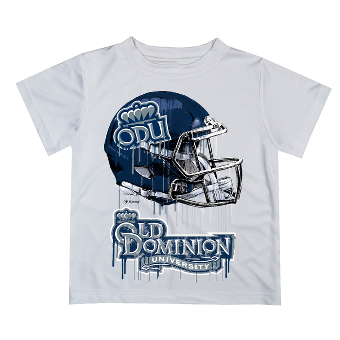Old Dominion Monarchs Original Dripping Football Helmet White T-Shirt by Vive La Fete