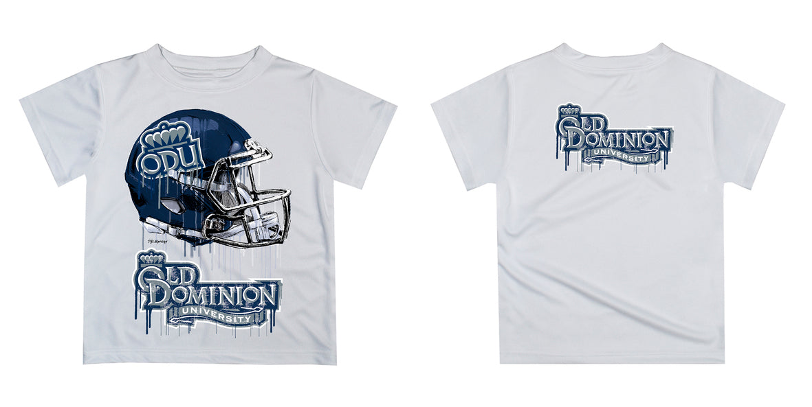 Old Dominion Monarchs Original Dripping Football Helmet White T-Shirt by Vive La Fete - Vive La Fête - Online Apparel Store