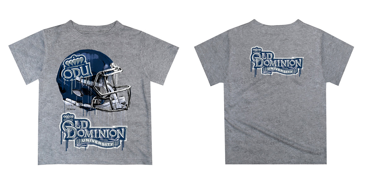 Old Dominion Monarchs Original Dripping Football Helmet Heather Gray T-Shirt by Vive La Fete - Vive La Fête - Online Apparel Store