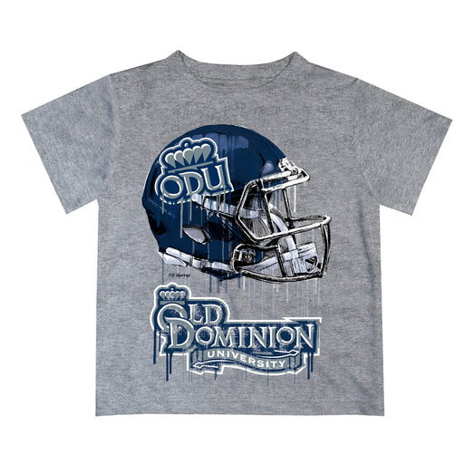 Old Dominion Monarchs Original Dripping Football Helmet Heather Gray T-Shirt by Vive La Fete