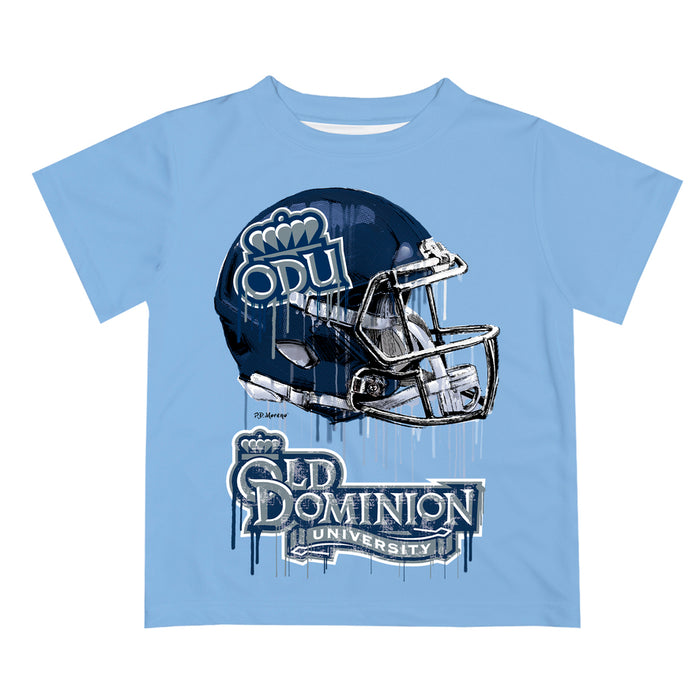Old Dominion Monarchs Original Dripping Football Helmet Blue T-Shirt by Vive La Fete