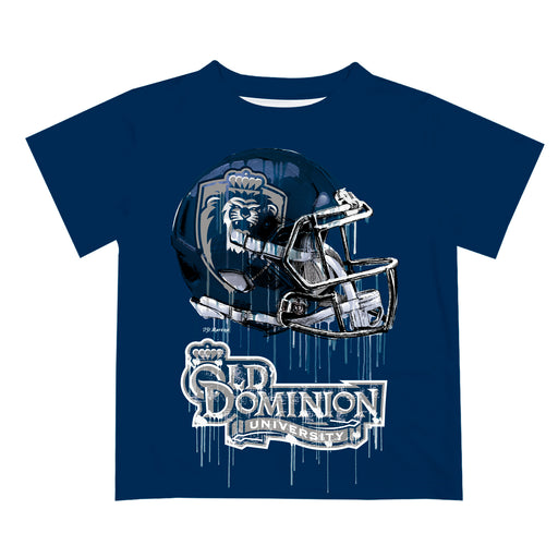 Old Dominion Monarchs Original Dripping Football Helmet Blue T-Shirt by Vive La Fete
