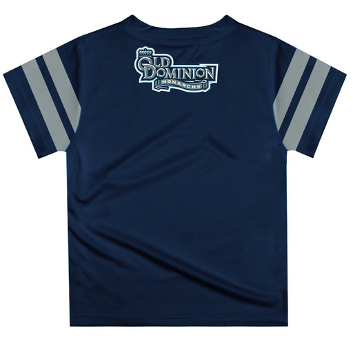 Old Dominion Monarchs Vive La Fete Boys Game Day Navy Short Sleeve Tee with Stripes on Sleeves - Vive La Fête - Online Apparel Store