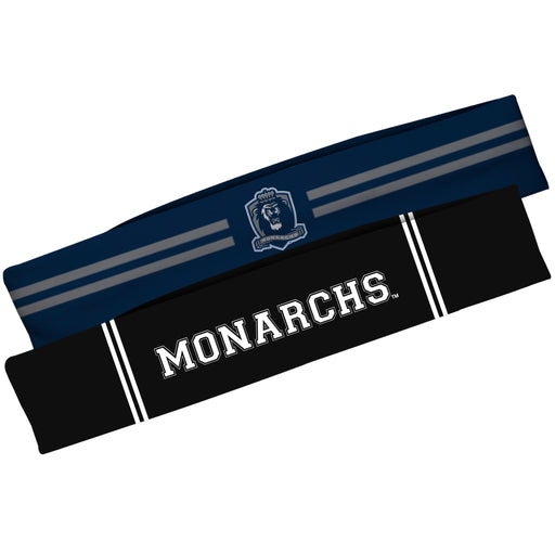 Old Dominion Monarchs Vive La Fete Girls Women Game Day Set of 2 Stretch Headbands Headbands Logo Blue and Name Black