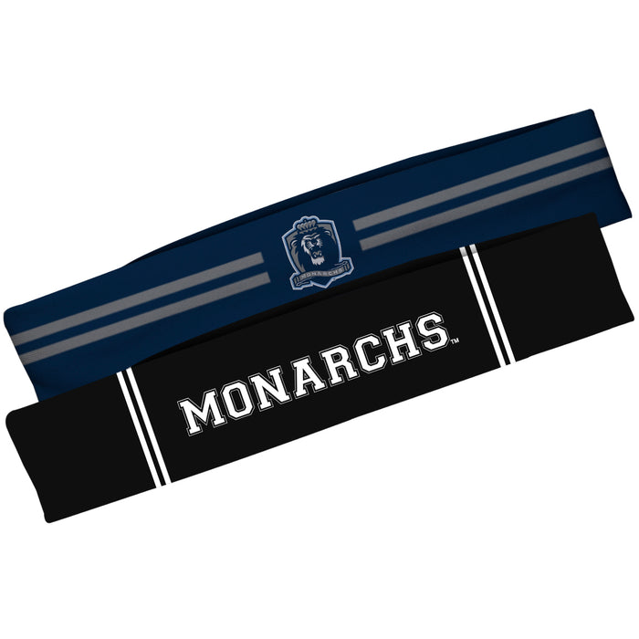 Old Dominion Monarchs Vive La Fete Girls Women Game Day Set of 2 Stretch Headbands Headbands Logo Blue and Name Black