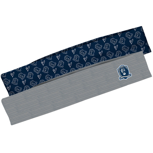 Old Dominion Monarchs Vive La Fete Girls Women Game Day Set of 2 Stretch Headbands Repeat Logo Blue and Logo Gray