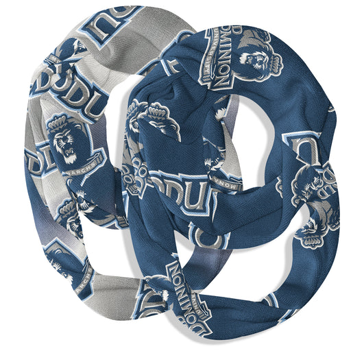 Old Dominion Monarchs Vive La Fete All Over Logo Collegiate Women Set of 2 Light Weight Ultra Soft Infinity Scarfs