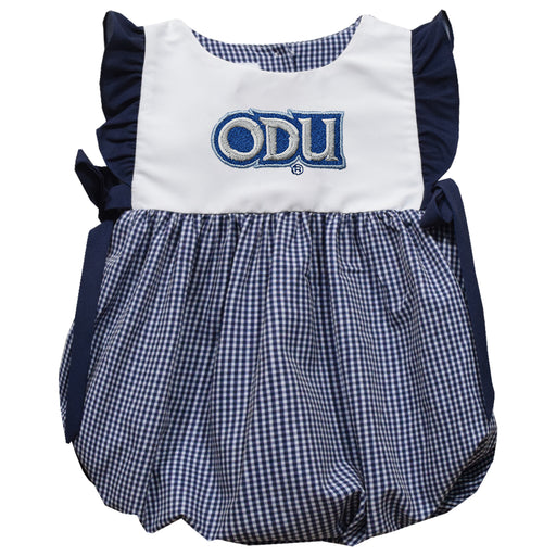 Old Dominion Monarchs Embroidered Navy Gingham Girls Bubble