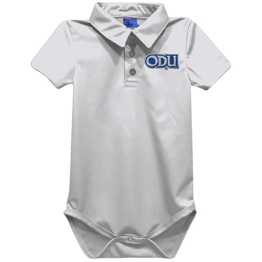 Old Dominion Monarchs Embroidered White Solid Knit Boys Polo Bodysuit