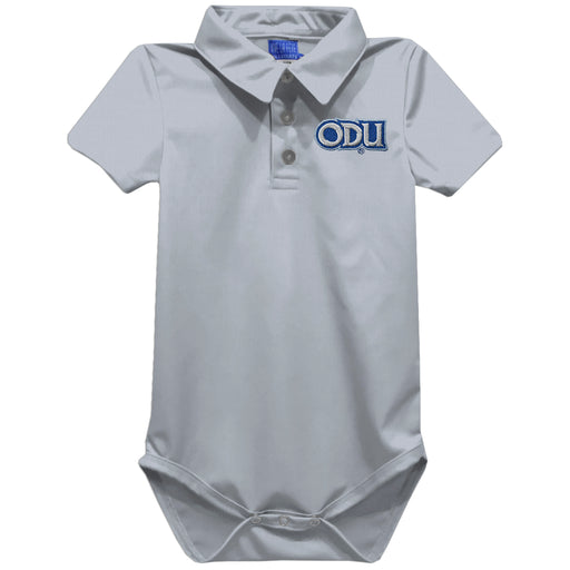 Old Dominion Monarchs Embroidered Gray Solid Knit Boys Polo Bodysuit