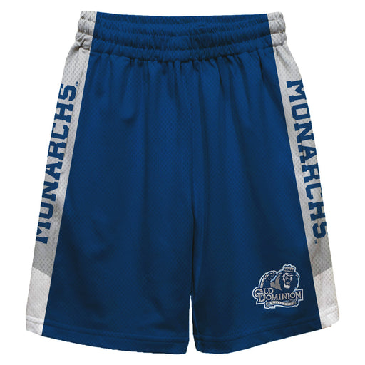 Old Dominion Monarchs Vive La Fete Game Day Blue Stripes Boys Solid Gray Athletic Mesh Short