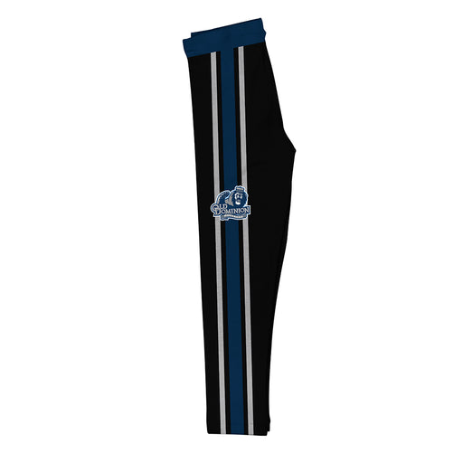 Old Dominion Monarchs Vive La Fete Girls Game Day Black with Blue Stripes Leggings Tights
