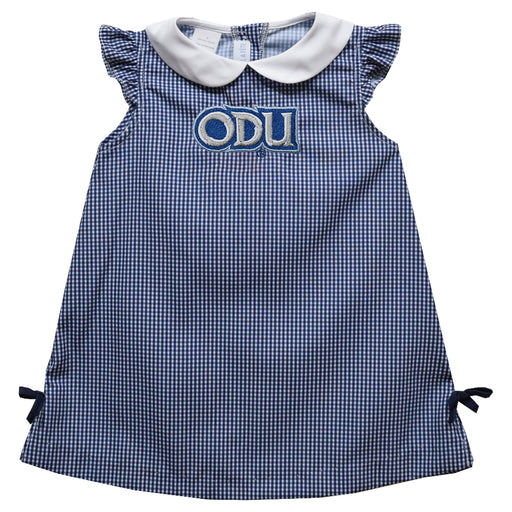 Old Dominion Monarchs Embroidered Navy Gingham A Line Dress