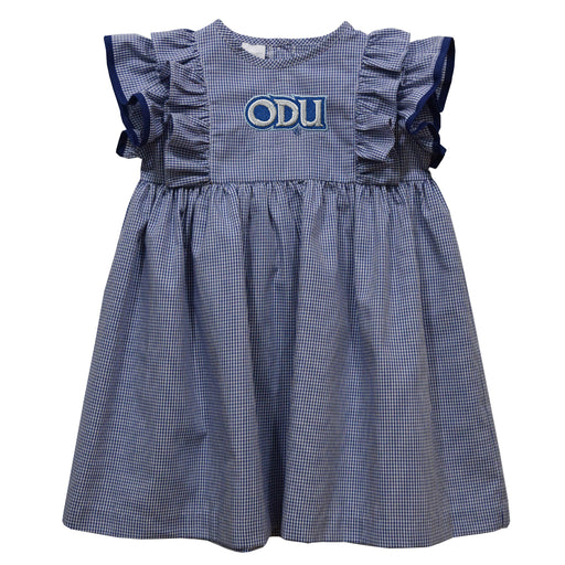 Old Dominion Monarchs Embroidered Navy Gingham Ruffle Dress