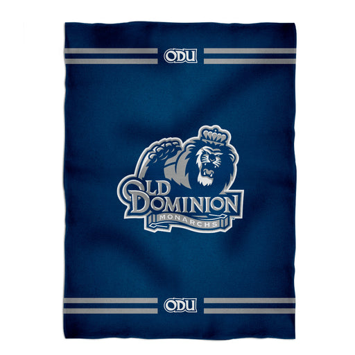Old Dominion Monarchs Vive La Fete Game Day Warm Lightweight Fleece Blue Throw Blanket 40 X 58 Logo and Stripes