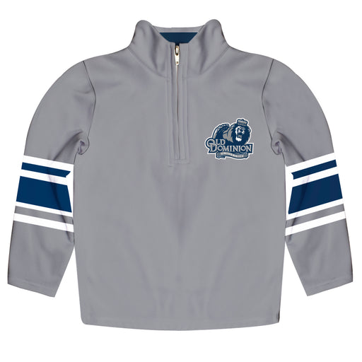 Old Dominion Monarchs Vive La Fete Game Day Gray Quarter Zip Pullover Stripes on Sleeves
