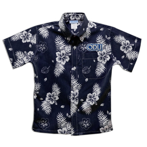 Old Dominion Monarchs Navy Hawaiian Short Sleeve Button Down Shirt