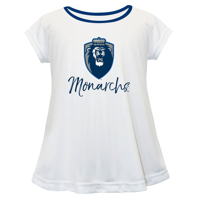 Old Dominion Monarchs Vive La Fete Girls Game Day Short Sleeve White Top with School Logo and Name