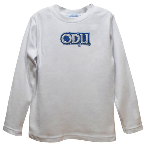 Old Dominion Monarchs Embroidered White Knit Long Sleeve Boys Tee Shirt