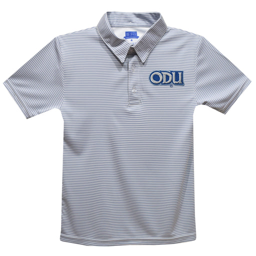Old Dominion Monarchs Embroidered Gray Stripes Short Sleeve Polo Box Shirt