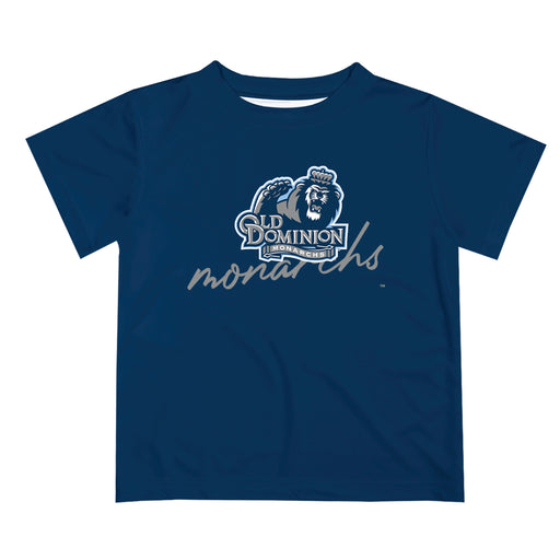 Old Dominion Monarchs Vive La Fete Script V1 Blue Short Sleeve Tee Shirt
