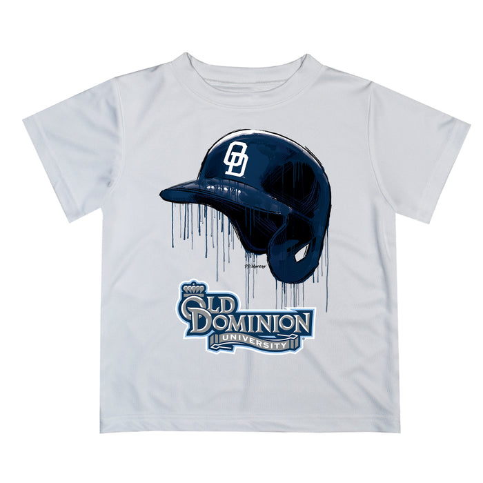 Old Dominion Monarchs Original Dripping Baseball Helmet White T-Shirt by Vive La Fete