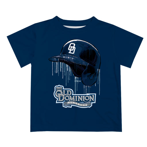 Old Dominion Monarchs Original Dripping Baseball Helmet Blue T-Shirt by Vive La Fete