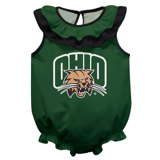 Ohio University Bobcats Green Sleeveless Ruffle Onesie Logo Bodysuit by Vive La Fete