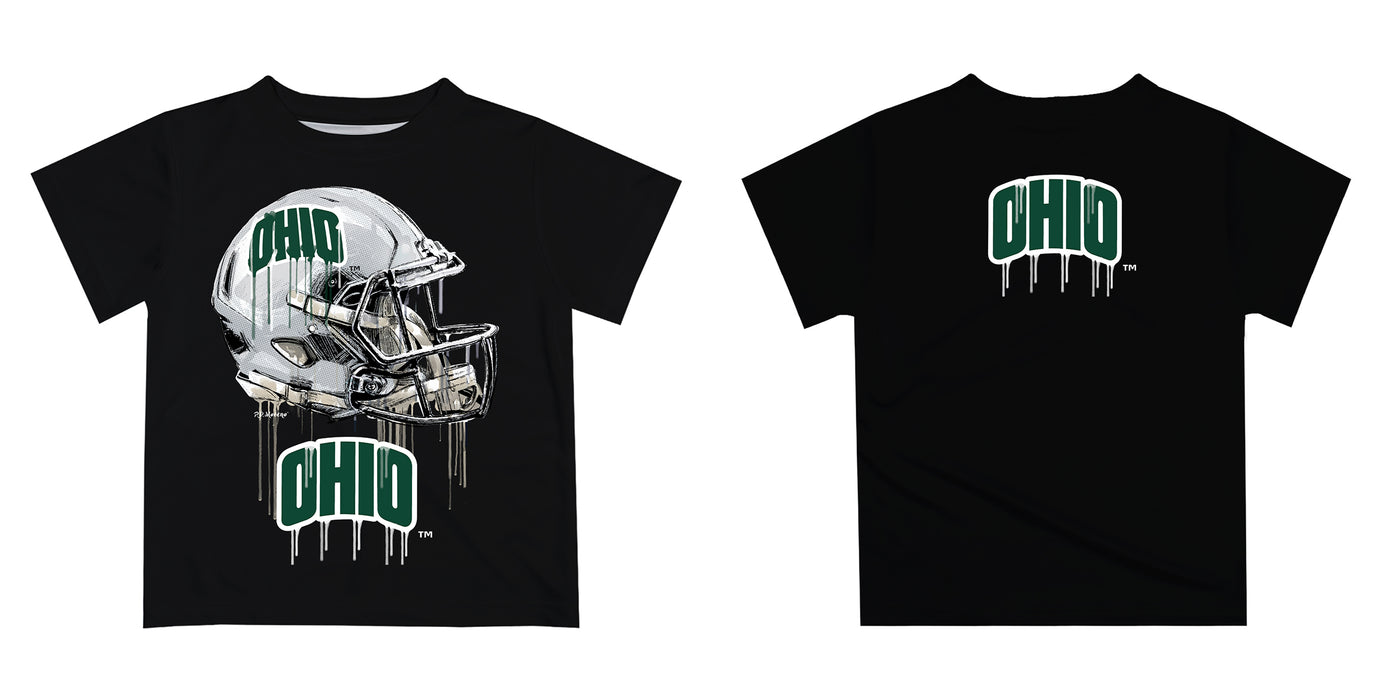 Ohio University Bobcats Original Dripping Football Helmet Black T-Shirt by Vive La Fete - Vive La Fête - Online Apparel Store