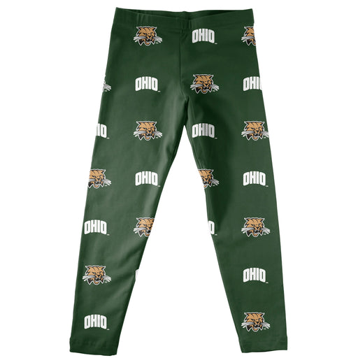 Ohio University Bobcats Leggings Green All Over Logo - Vive La Fête - Online Apparel Store