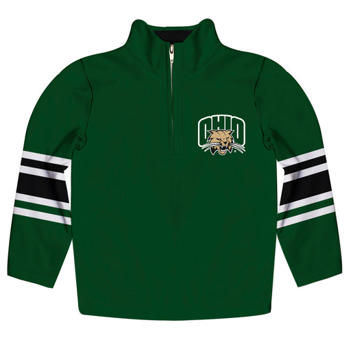 Ohio University Bobcats Vive La Fete Game Day Green Quarter Zip Pullover Stripes on Sleeves - Vive La Fête - Online Apparel Store