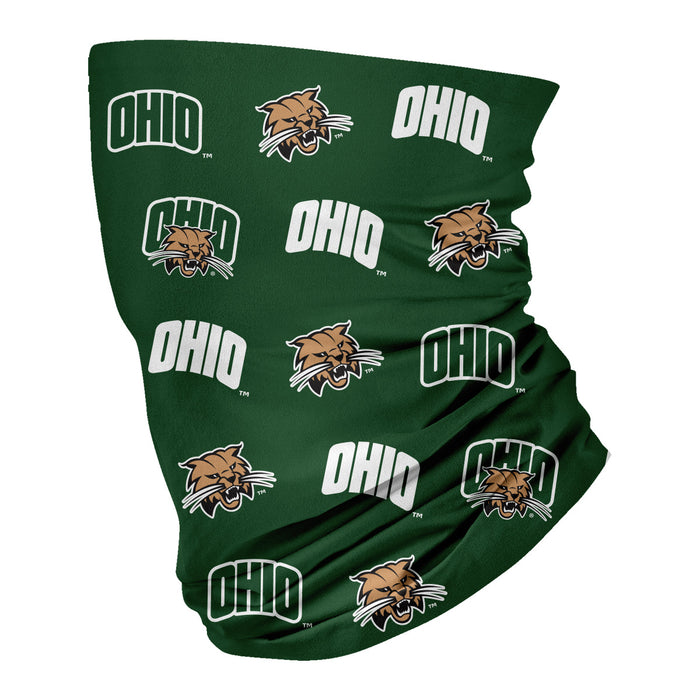 Ohio University Bobcats Neck Gaiter Green All Over Logo - Vive La Fête - Online Apparel Store
