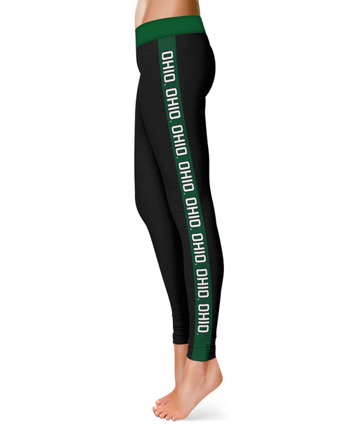 Ohio University Bobcats Green Stripe Black Leggings - Vive La Fête - Online Apparel Store