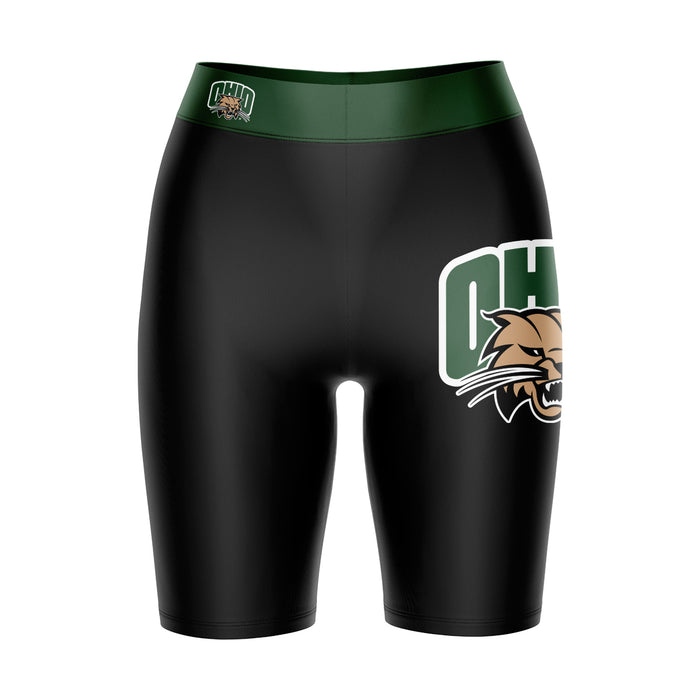 Ohio Bobcats Vive La Fete Game Day Logo on Thigh and Waistband Black and Green Women Bike Short 9 Inseam"