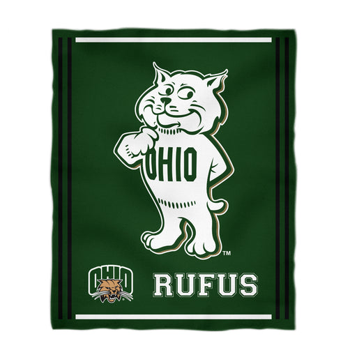 Ohio University Bobcats Vive La Fete Kids Game Day Green Plush Soft Minky Blanket 36 x 48 Mascot