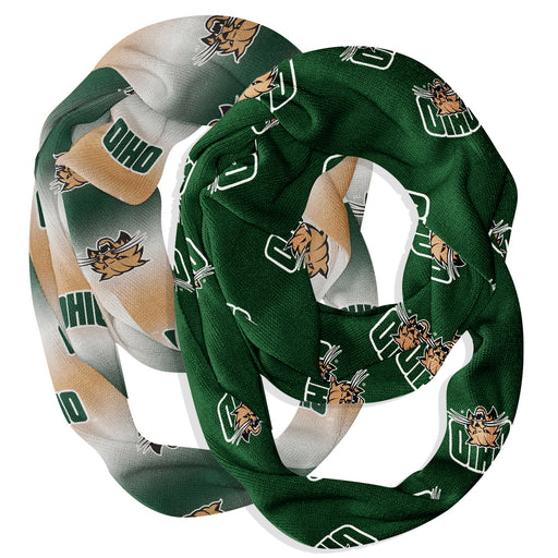 Ohio Bobcats Vive La Fete All Over Logo Game Day Collegiate Women Set of 2 Light Weight Ultra Soft Infinity Scarfs