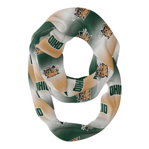 Ohio Bobcats Vive La Fete All Over Logo Game Day Collegiate Women Ultra Soft Knit Infinity Scarf