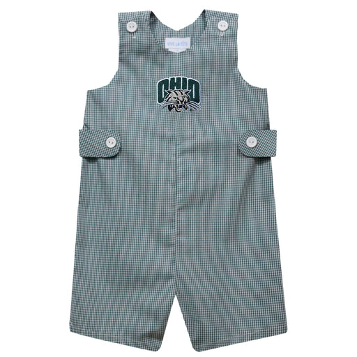 Ohio University Bobcats Embroidered Hunter Green Gingham Boys Jon Jon