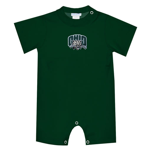 Ohio University Bobcats Embroidered Hunter Green Knit Short Sleeve Boys Romper