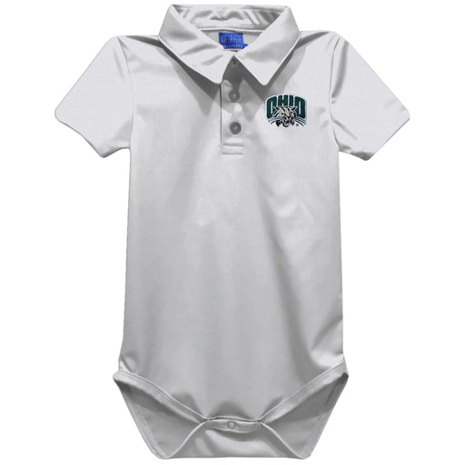 Ohio University Bobcats Embroidered White Solid Knit Polo Onesie