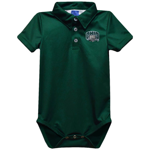 Ohio University Bobcats Embroidered Hunter Green Solid Knit Polo Onesie