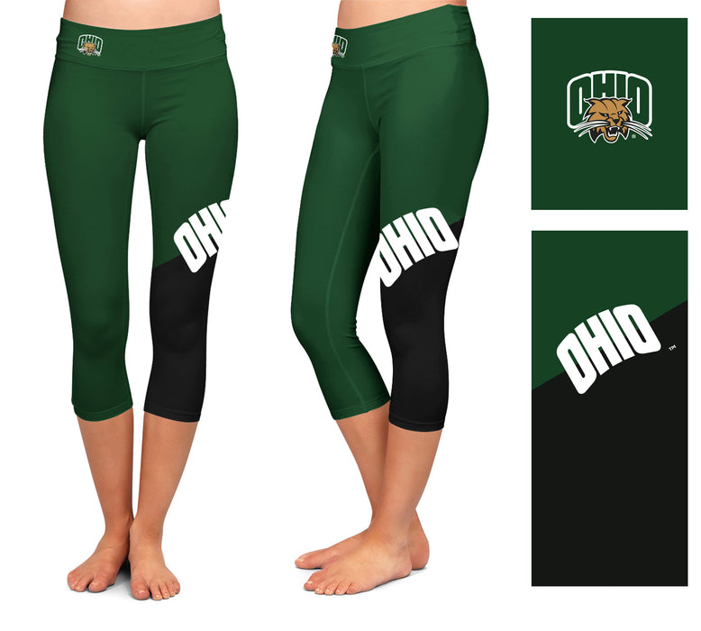 Ohio Bobcats Vive La Fete Game Day Collegiate Leg Color Block Girls Green Black Capri Leggings - Vive La Fête - Online Apparel Store