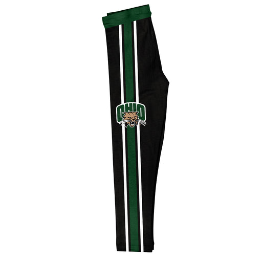 Ohio Bobcats Vive La Fete Girls Game Day Black with Green Stripes Leggings Tights